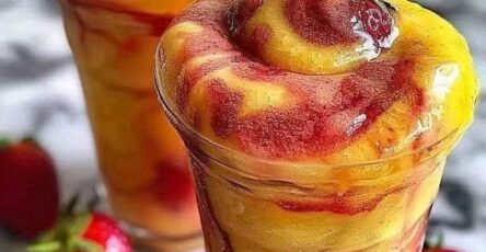 Fresh Pineapple Strawberry Swirled Slushies