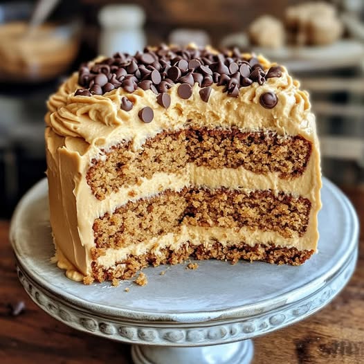 Peanut butter cake with peanut butter honey frosting