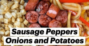 Smoked sausage, peppers, onions & potatoes skillet
