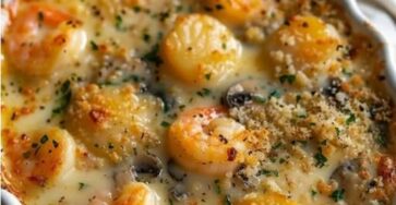 Seafood gratin with mushrooms 🦞🍄