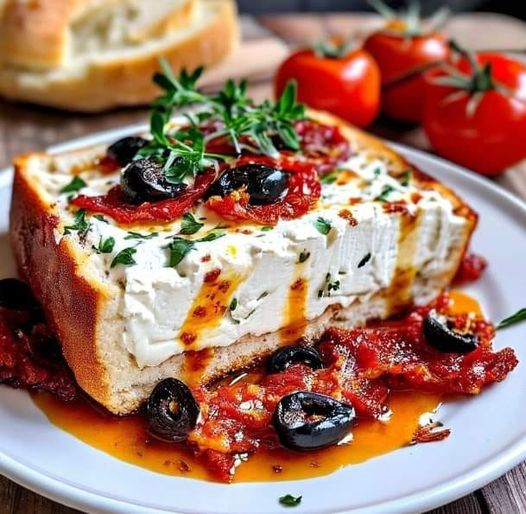Baked Feta With Olives & Sun Dried Tomatoes