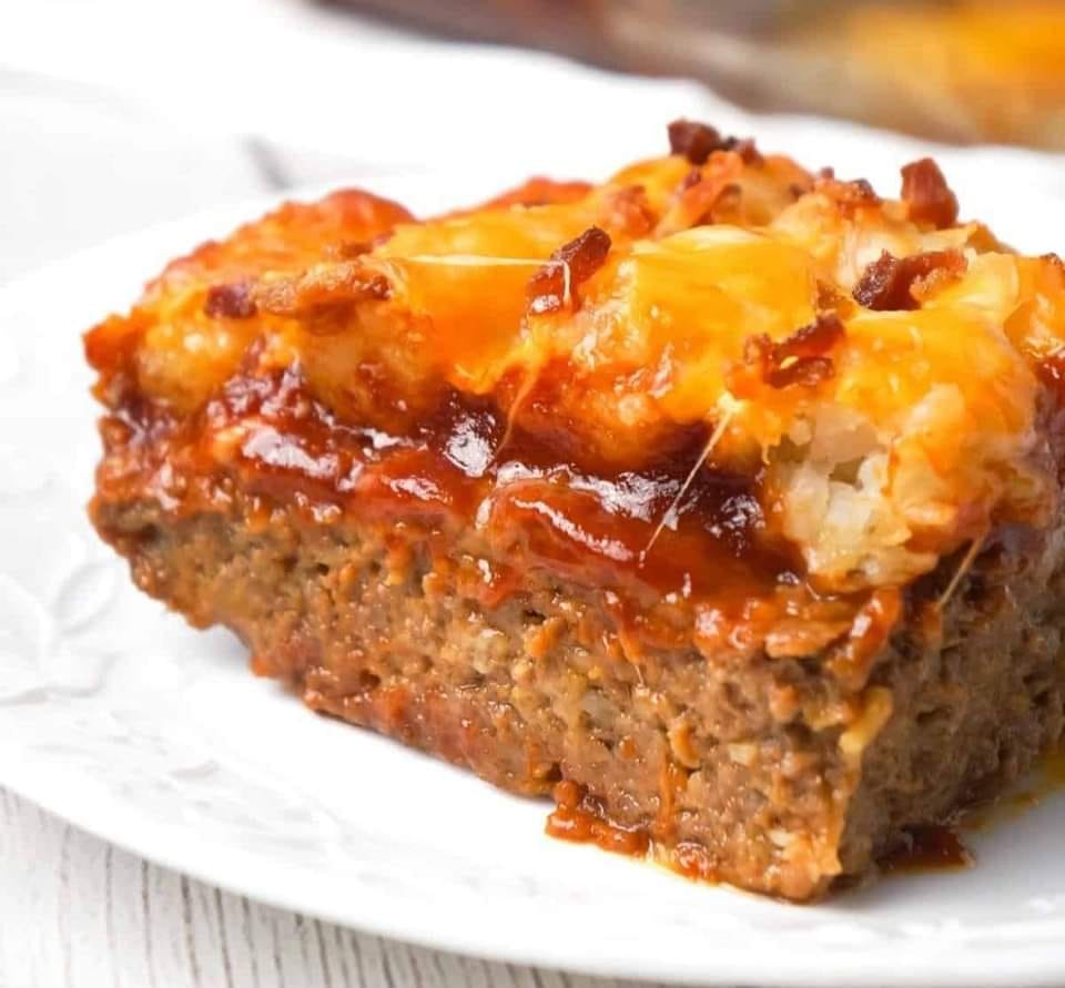 Ultimate Cheesy Meatloaf And Tater Tot Bake