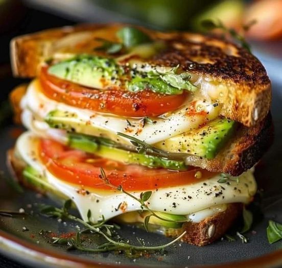 Avocado Mozzarella And Tomato Grilled Cheese