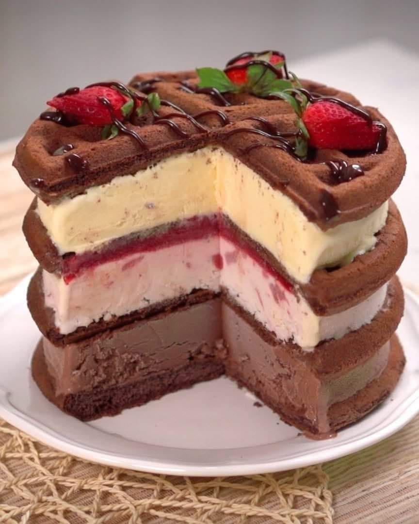 Chocolate Waffle Ice Cream Cake