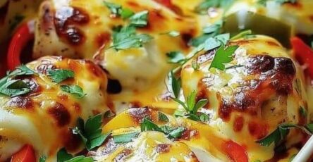 Cheesy Baked Chicken And Peppers