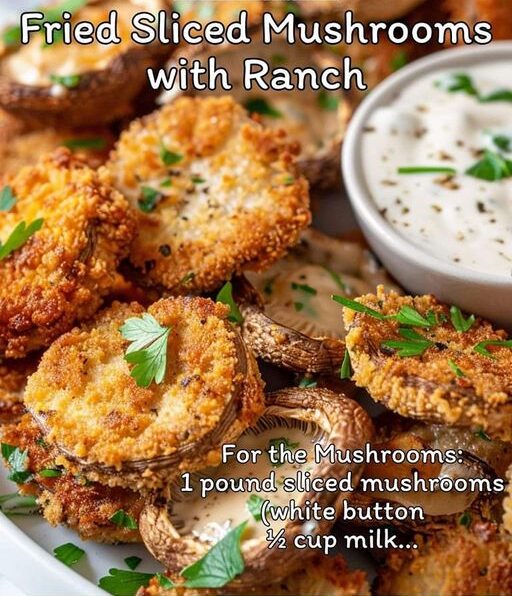 Crispy Fried Mushrooms With Ranch Dip