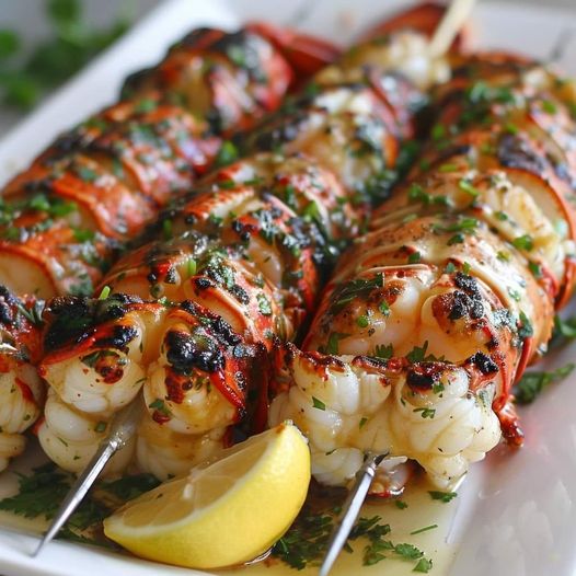 Drunken Lobster Tail Skewers
