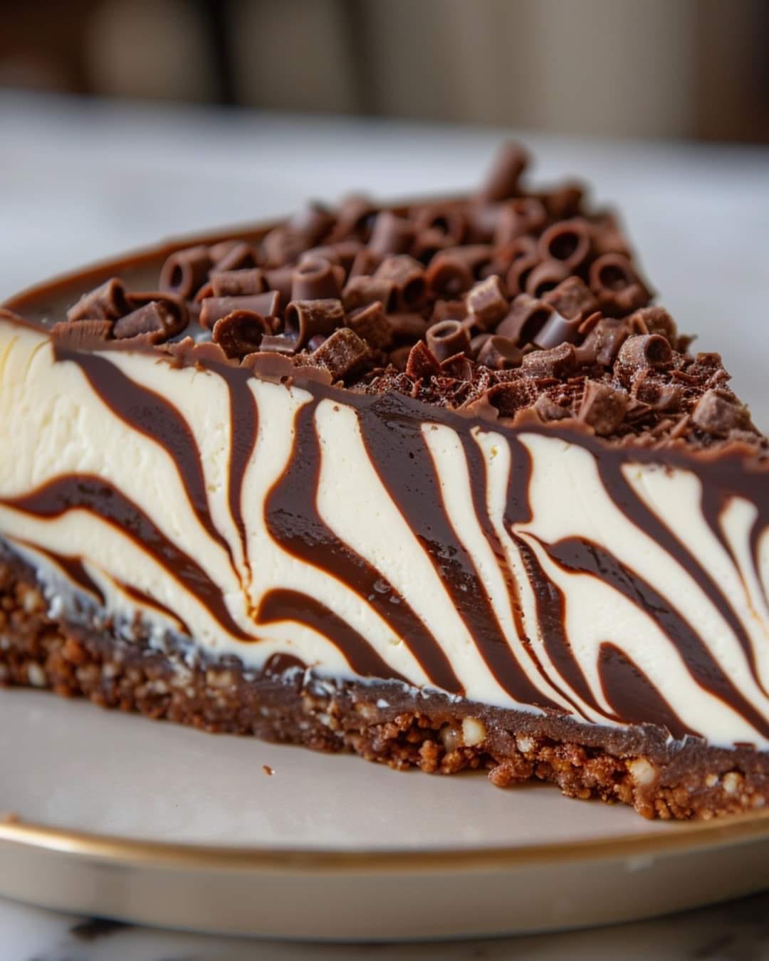 Easy Zebra Cheesecake With Nougat And Chocolate
