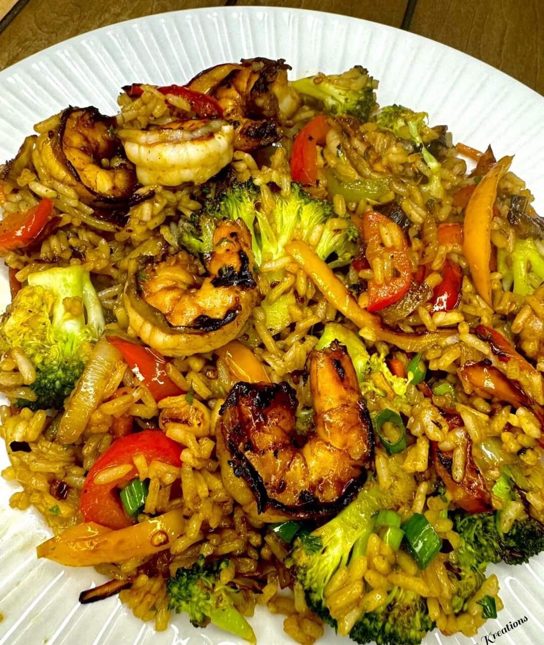 Honey Garlic Shrimp Rice Stir Fry