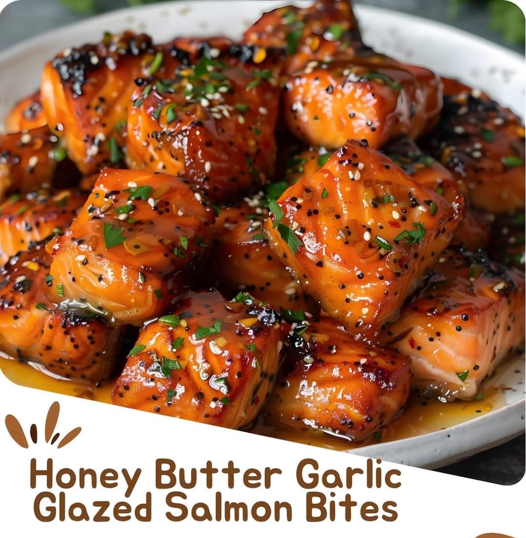 Honey Butter Garlic Glazed Salmon Bites