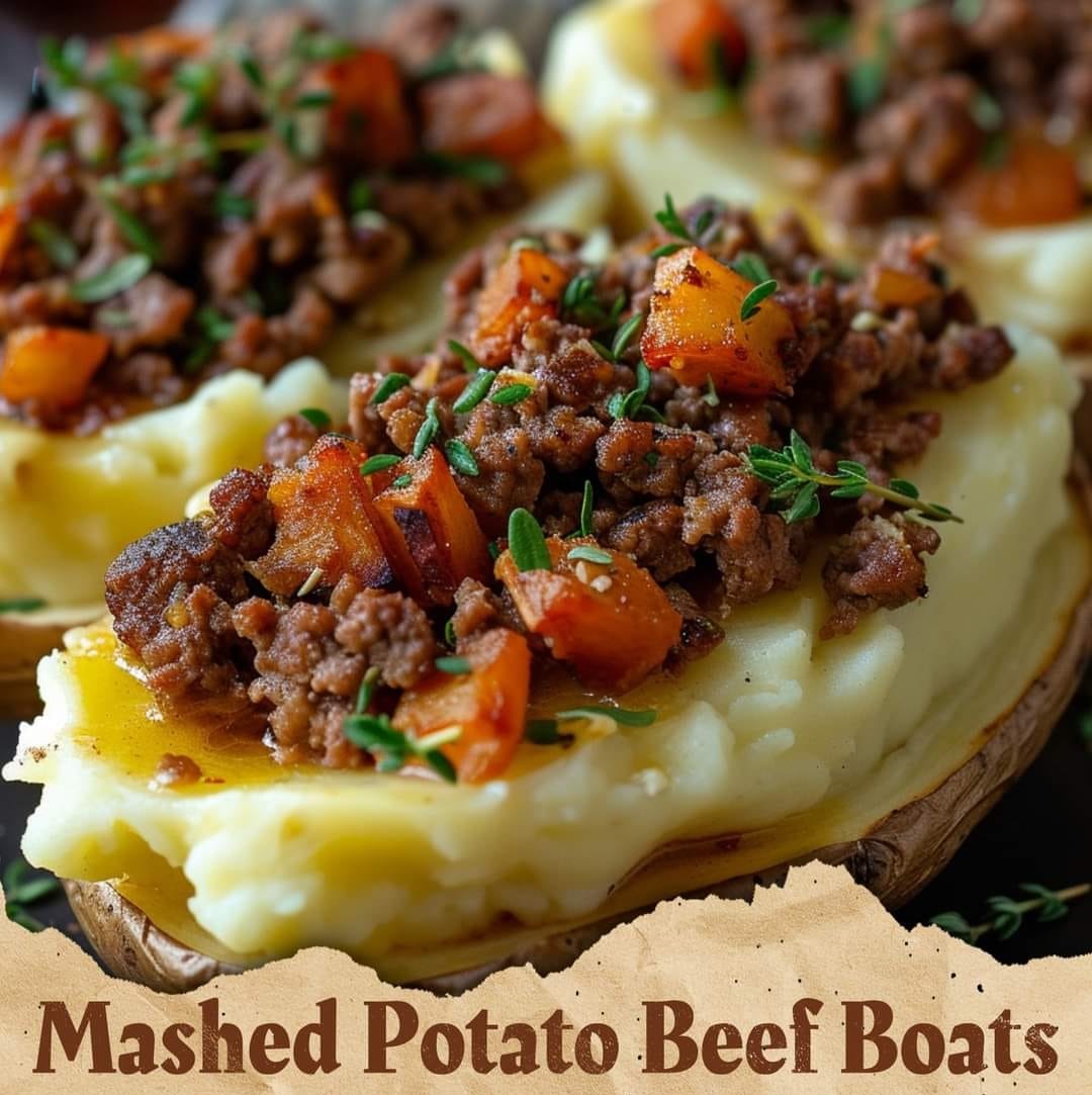 Mashed Potato Beef Boats