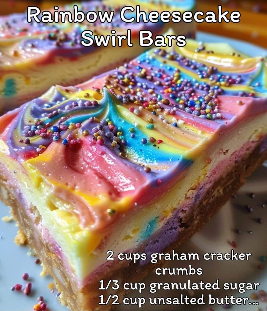 Rainbow Cheesecake Swirl Bars