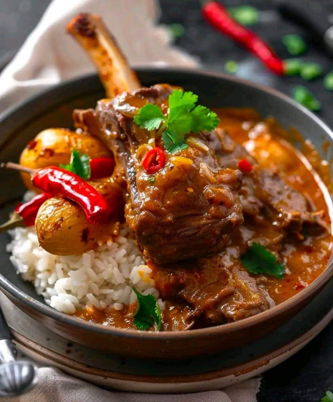 Tender Lamb Shanks In Rich Massaman Curry