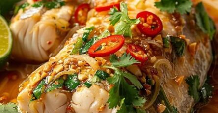 Thai Lime Garlic Steamed Fish