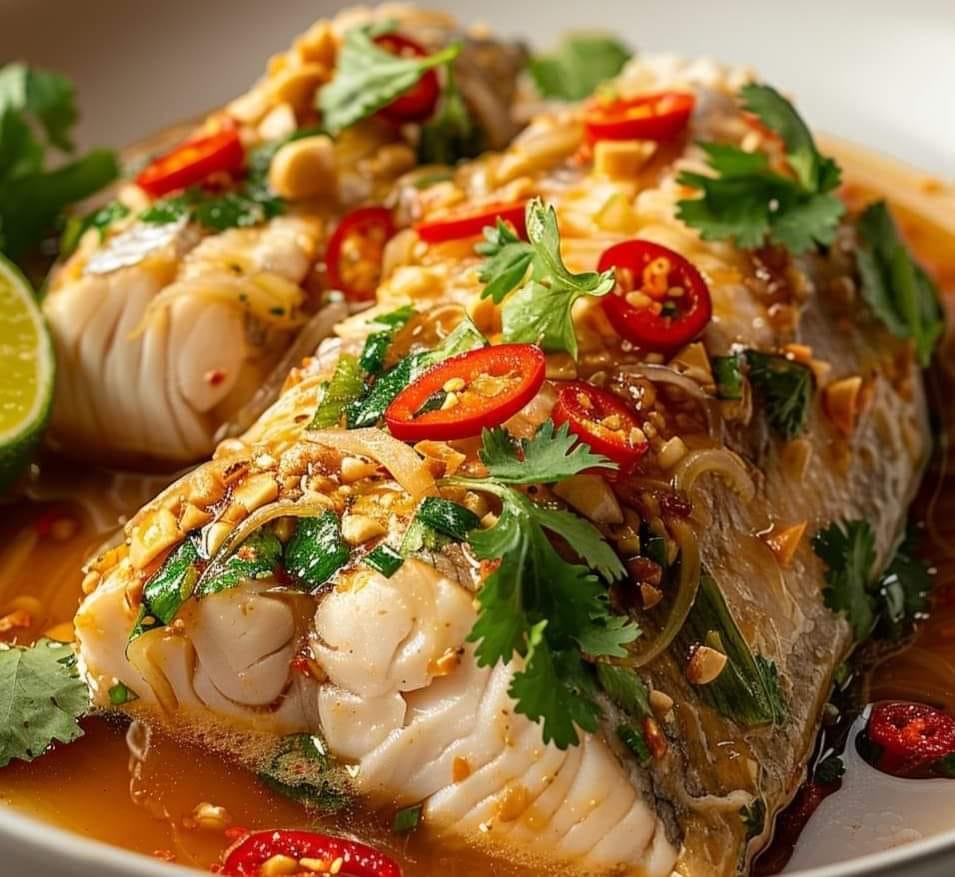 Thai Lime Garlic Steamed Fish