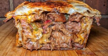 Brisket, Jalapeno, Pickle And Cheese Pie