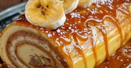 Caramel Banana Roll Cake