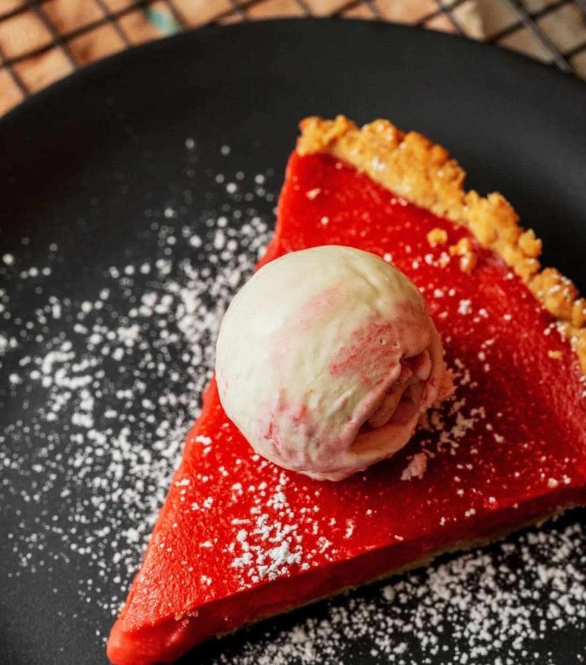 Rhubarb Pie With Rhubarb Ice Cream