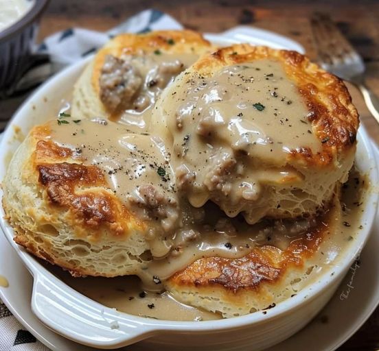 Sausage, Gravy, And Biscuit Pie