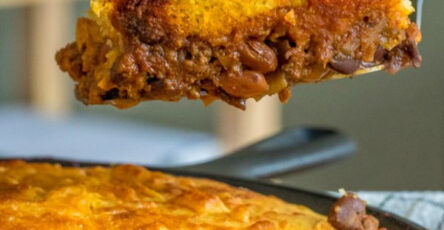 Skillet Chili Cornbread Pot Pie