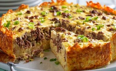Breakfast sausage and goat cheese egg bake