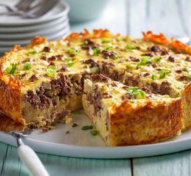 Breakfast sausage and goat cheese egg bake