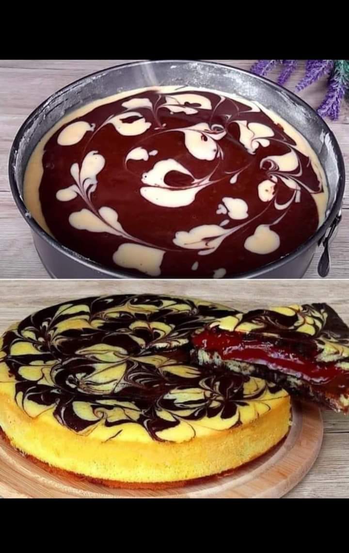 Cake with chocolate cream