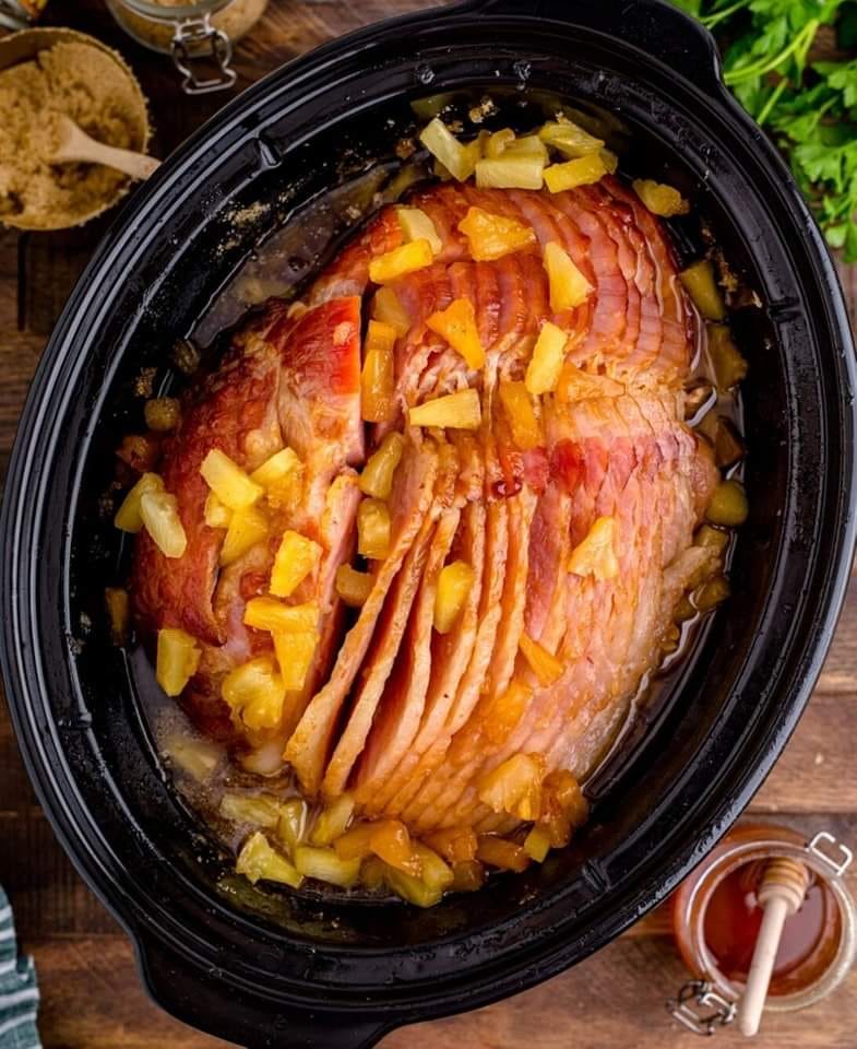 Crock pot brown sugar pineapple ham