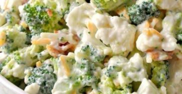 Homemade broccoli cauliflower salad