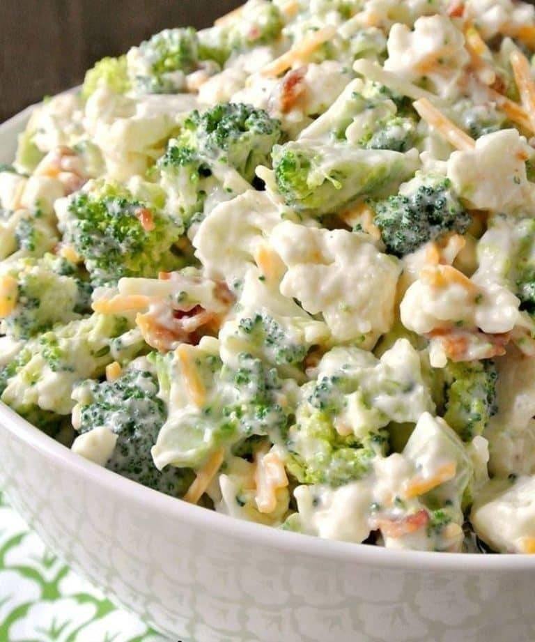 Homemade broccoli cauliflower salad