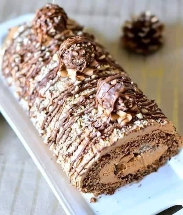 Nutella roll cake for christmas easy recipe