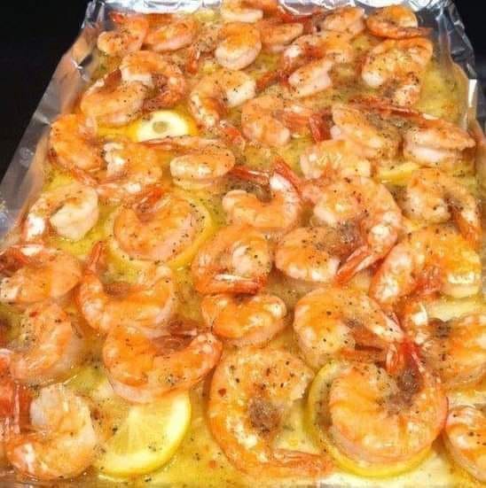 Simple lemon butter baked shrimp