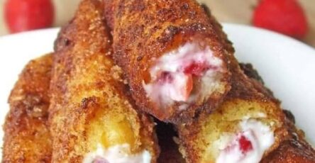 Strawberry cream cheese french toast roll
