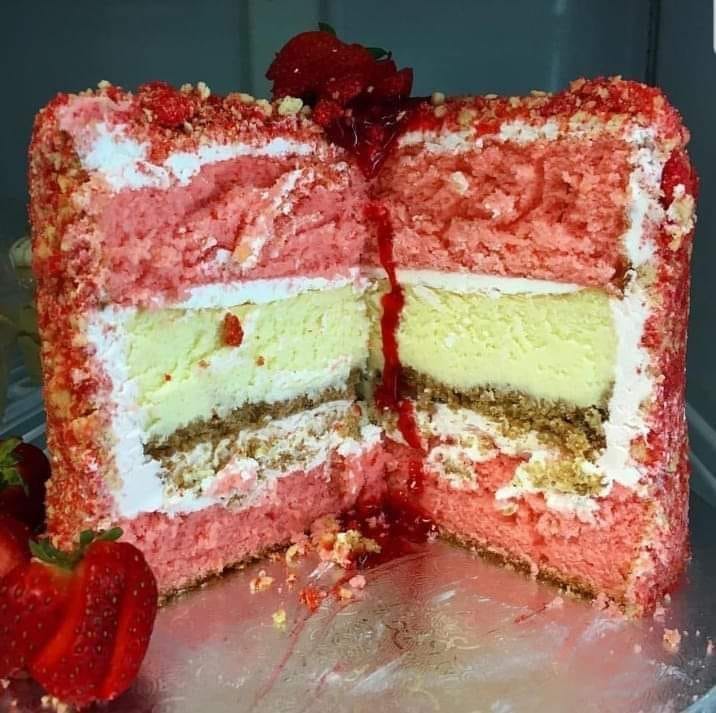 Strawberry shortcake cheesecake cake