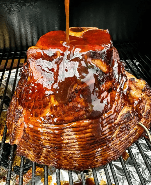 Traeger smoked glazed ham