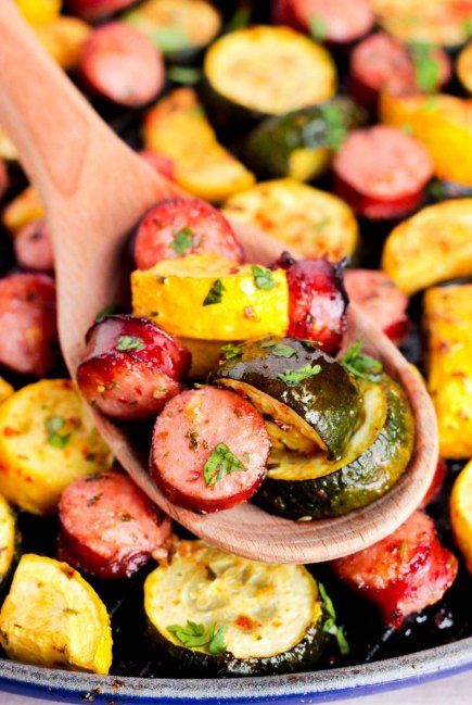 Roasted veggies and sausage
