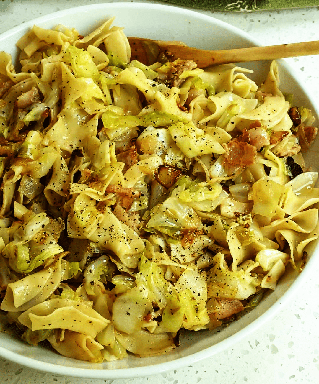 Bacon, cabbage and noodles