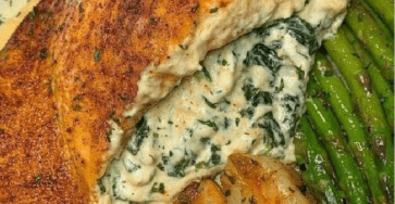 Creamy cejun stuffed salmon