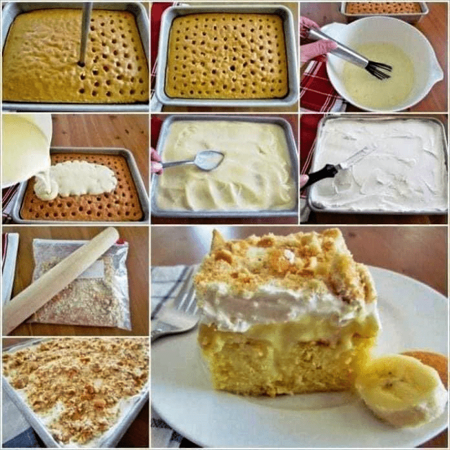 Easy banana pudding poke cake