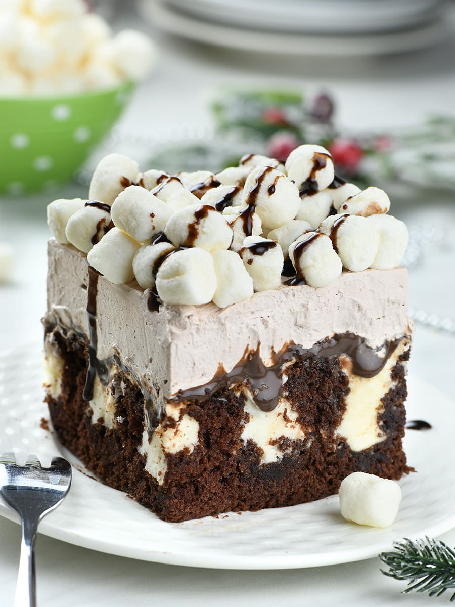 Hot chocolate poke cake