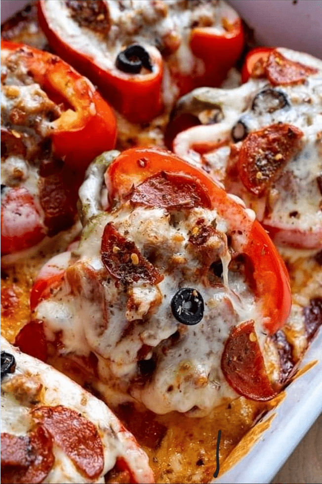 Meat lovers pizza stuffed peppers
