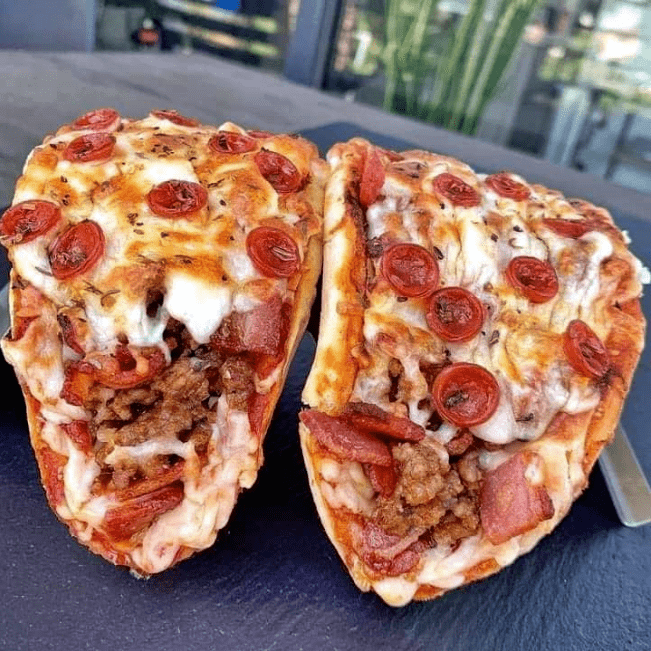 Meat lovers pizza tacos