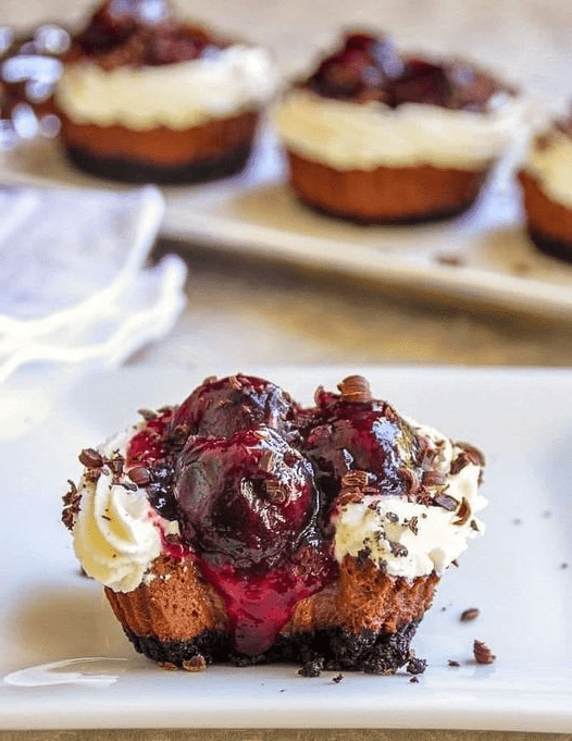 Mini black forest cheesecakes
