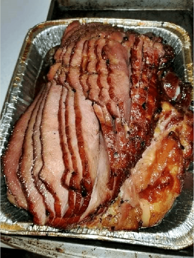 Smoked ham with crown peach glaze!!!