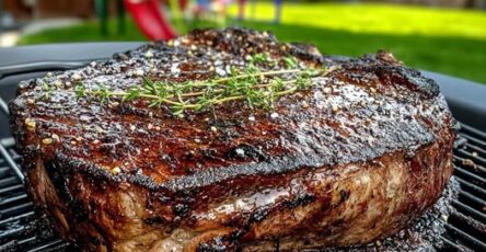 Cast iron seared ribeye steak