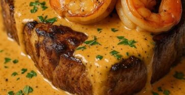 Garlic cream steak & shrimp