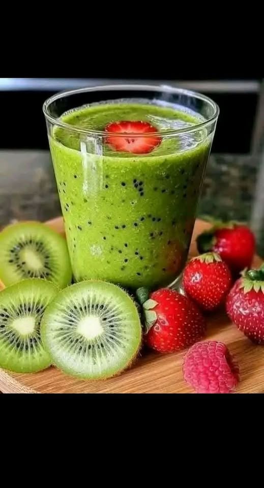 Green strawberry kiwi smoothie