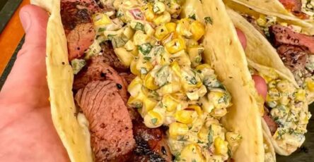 Grilled elote steak tacos
