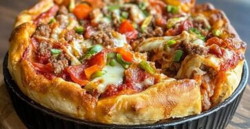Stuffed deep dish pizza pie