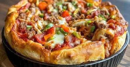 Stuffed deep dish pizza pie